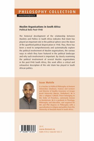 Muslim Organisations in South Africa.
Political Role Post-1948